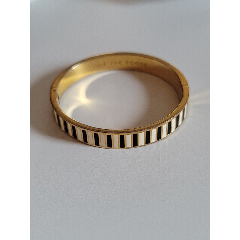 Kate Spade Rule The Roost Black And White Enamel Bracelet 6 3/4